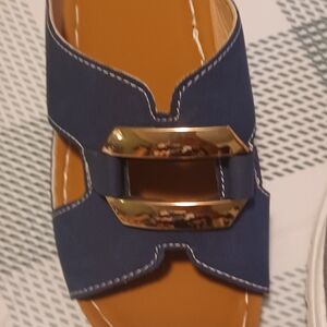 Chic Navy and Gold Women's Mules